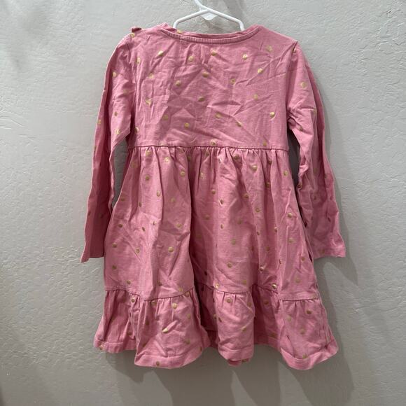 Mini Boden Pink Gold Polka Dot Ruffle Long Sleeve Dress - Picture 6 of 7